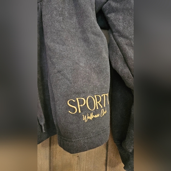 RECYCLED THREADS Sporty Wellness Club Sweatshirt/shorts Set. Charcoal.XS NWT - Picture 12 of 15